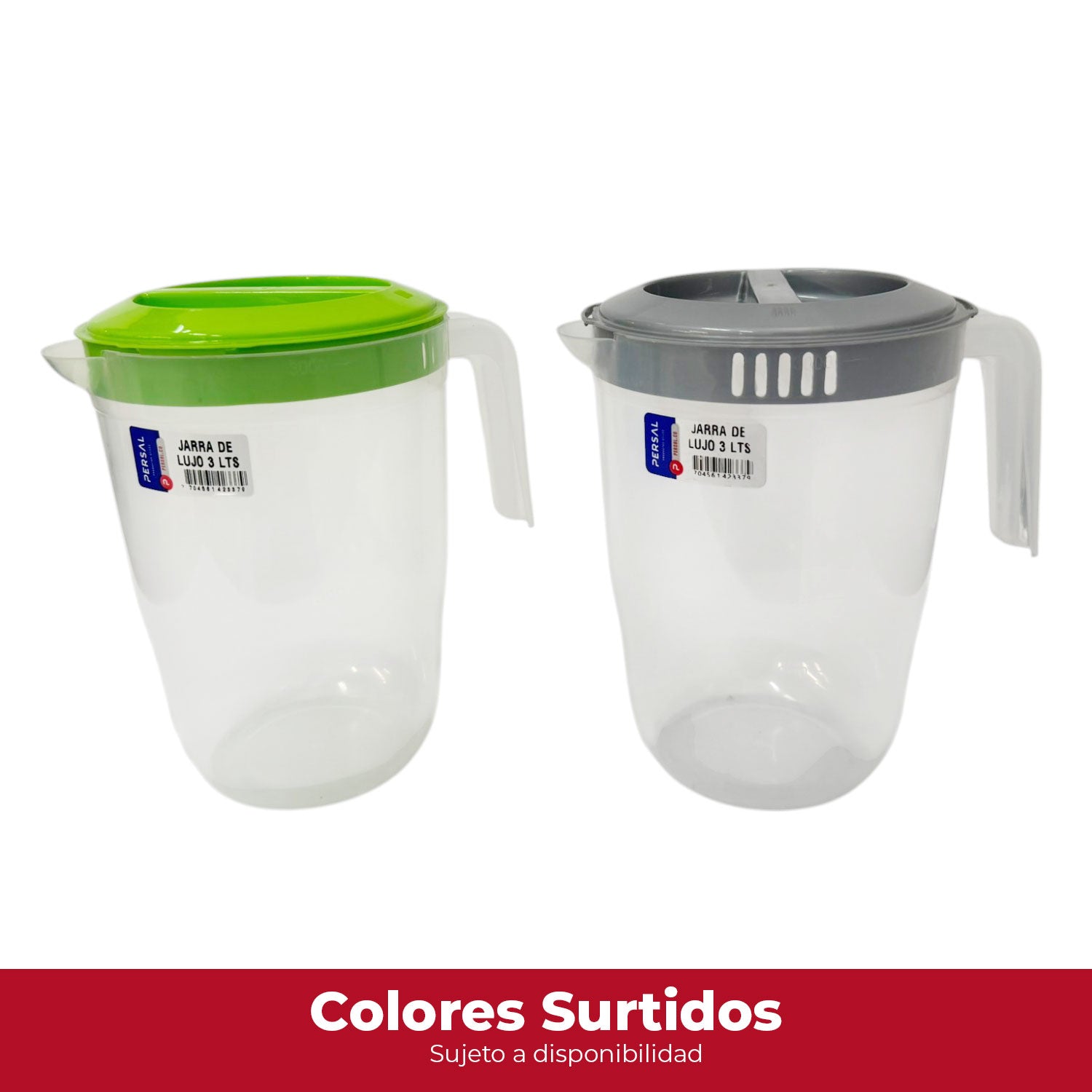 Jarra Plástica 3 Litros Tapa Colores Surtidos / Persal - imagen 1