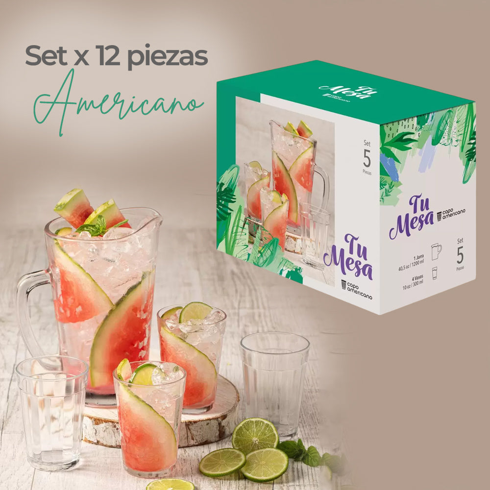 Set Jarra + 4 Vasos Americano / Cristar - imagen 1