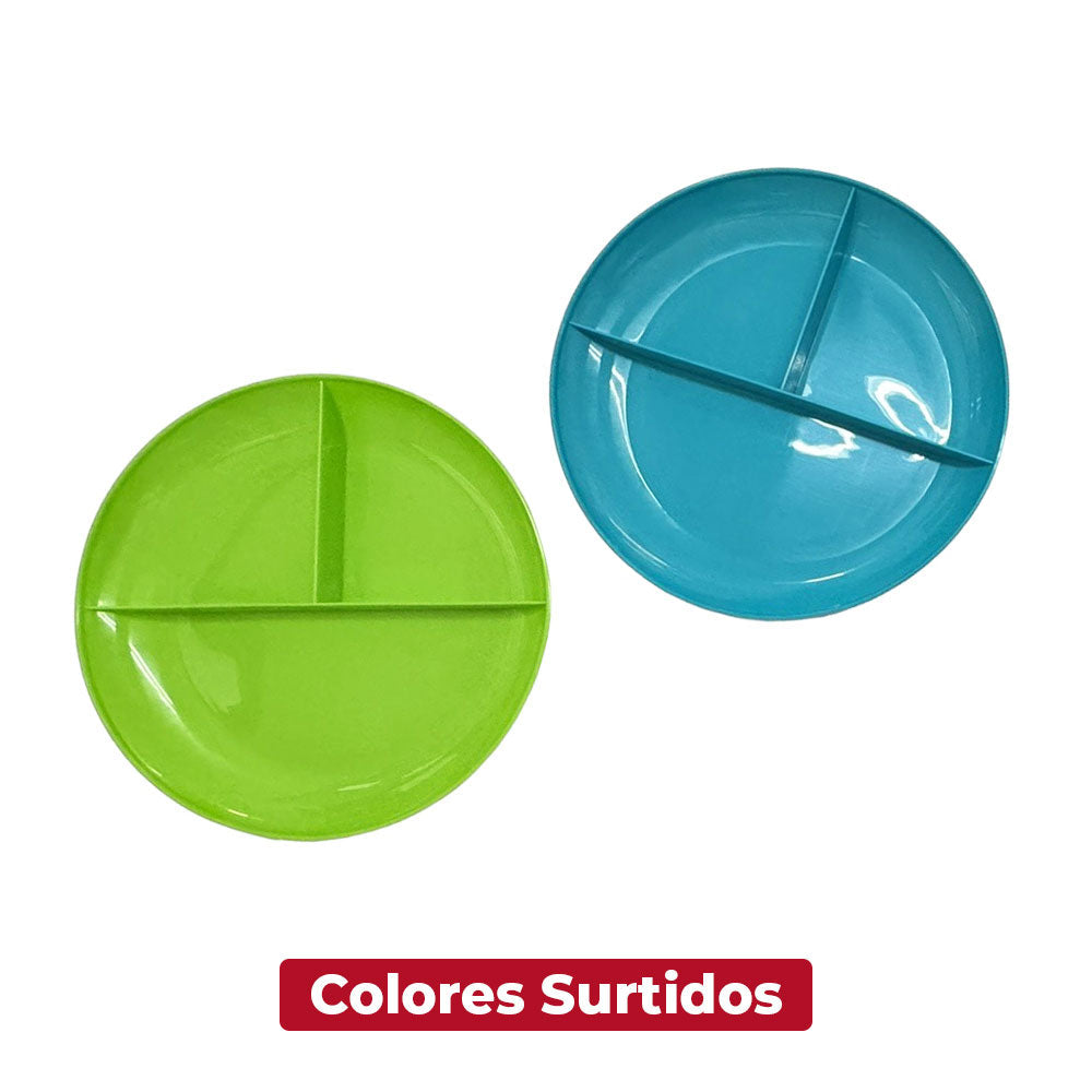 Plato 3 Divisiones Colores Surtidos / Colplast - imagen 1