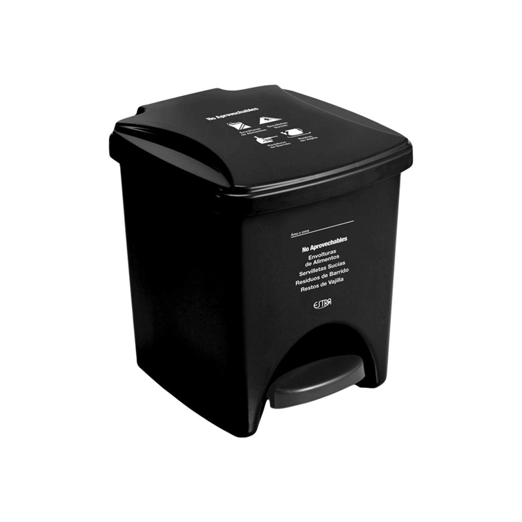 Papelera Clásica Pedal 20 Litros Negro con Logo / Estra - imagen 1