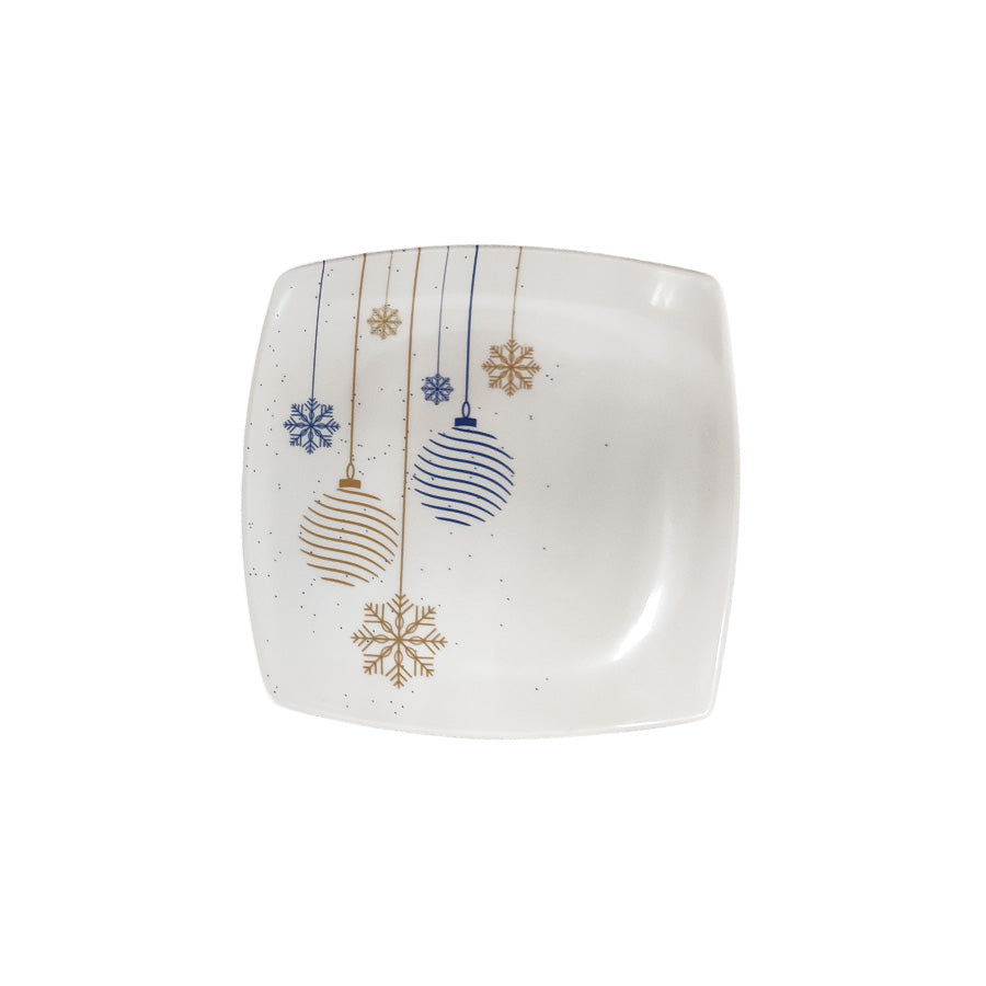 Plato Cuadrado Mini 17 cm en Melamina Diseño Bolas de Navidad - imagen 1