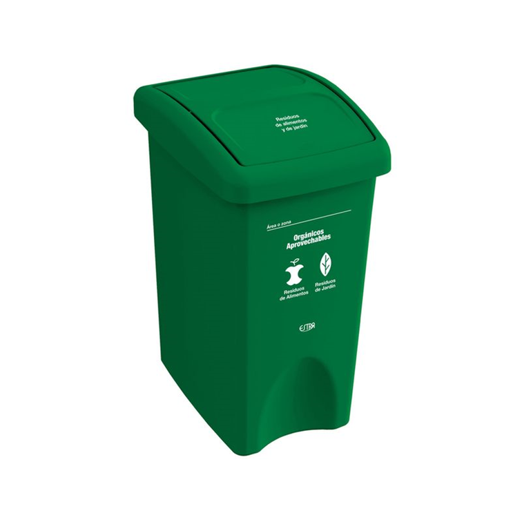 Papelera Clásica Vaivén Tapa Plana Verde 35 Litros / Estra - imagen 1