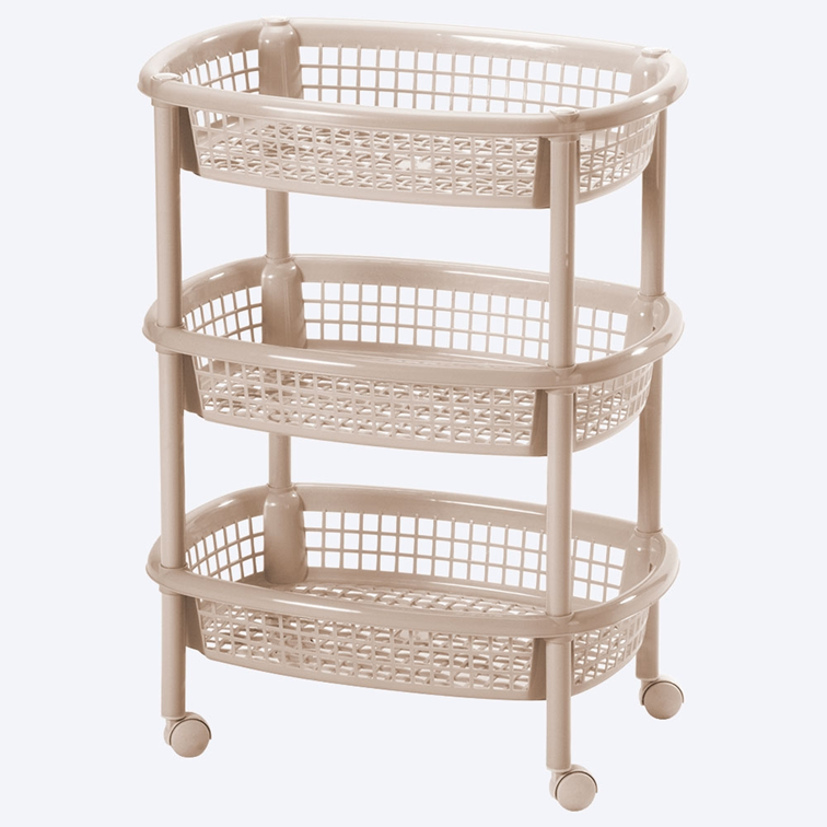 Canasta Móvil Ovalada Beige 3 Niveles / Rimax - imagen 1
