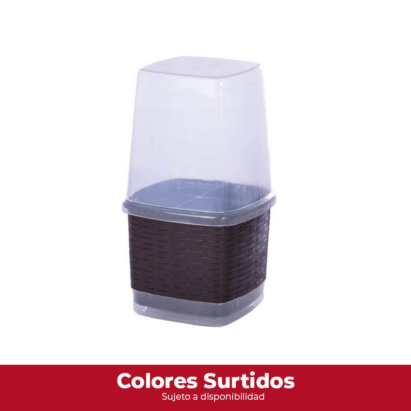 Porta Cubiertos con Tapa Rattan / Novedades Plásticas - imagen 1