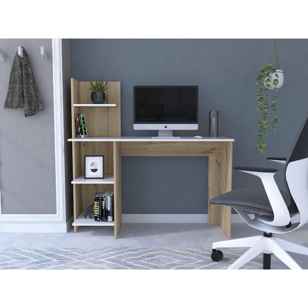 Escritorio ¡Wow!, Macadamia Y Blanco, Con Cuatro Entrepaños Para Ubicar Elementos De Estudio - imagen 1