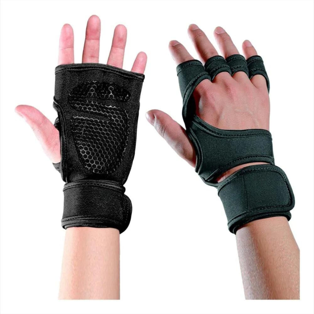 Guantes Crossfit Gimnasio Pesas Calistenia Ejercicio Color Negro Diseño De La Tela Liso Talla S - imagen 1