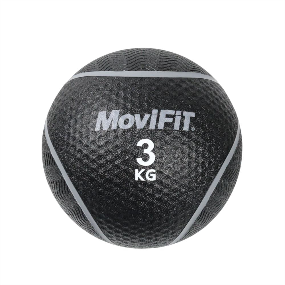 Balón Medicinal Con Rebote Movifit Ok1219e 3 Kg Caucho Texturizado Negro Para Entrenamiento Funcional - imagen 1