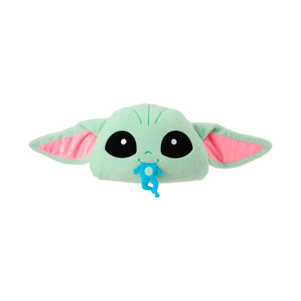 Almohada Cabeza de Grogu Comiendo Una Rana Serie Star Wars Disney Verde - imagen 1