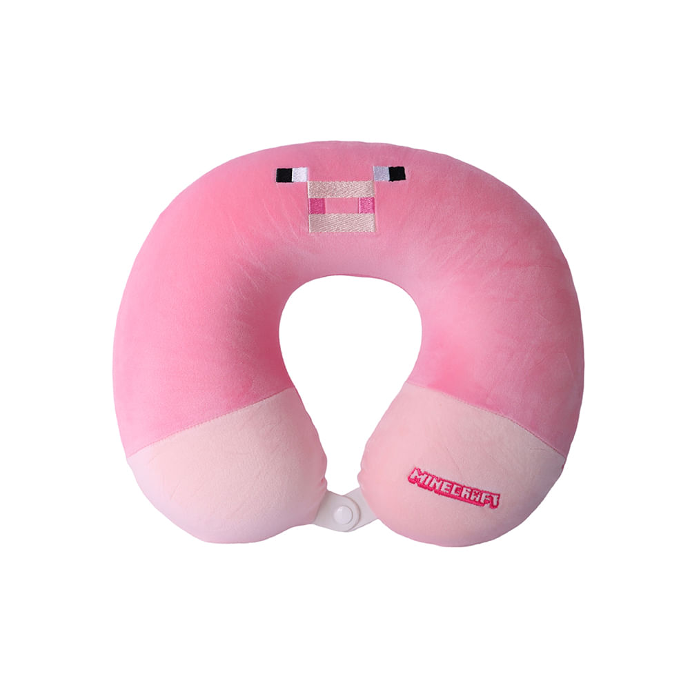 Almohada de Viaje para el Cuello de Espuma Viscoelastica Serie Minecraft Rosa - imagen 1