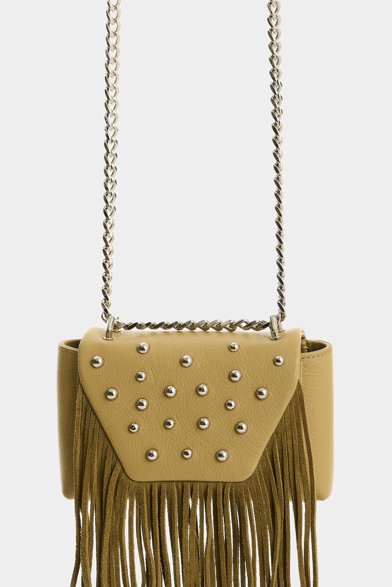 Bandolera mini Lili de cuero con flecos y taches para mujer - imagen 1