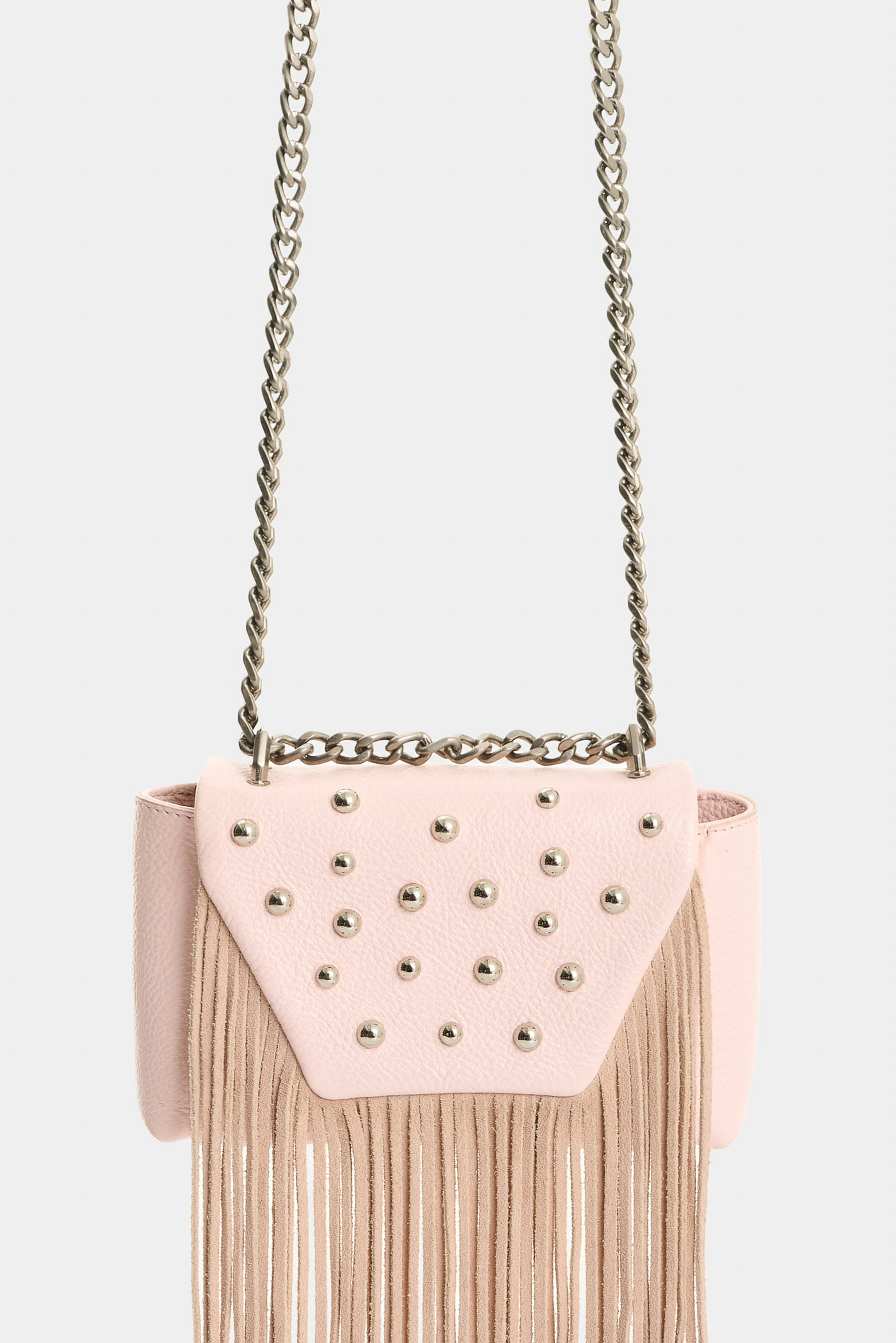 Bandolera mini Lili de cuero con flecos y taches para mujer - imagen 1