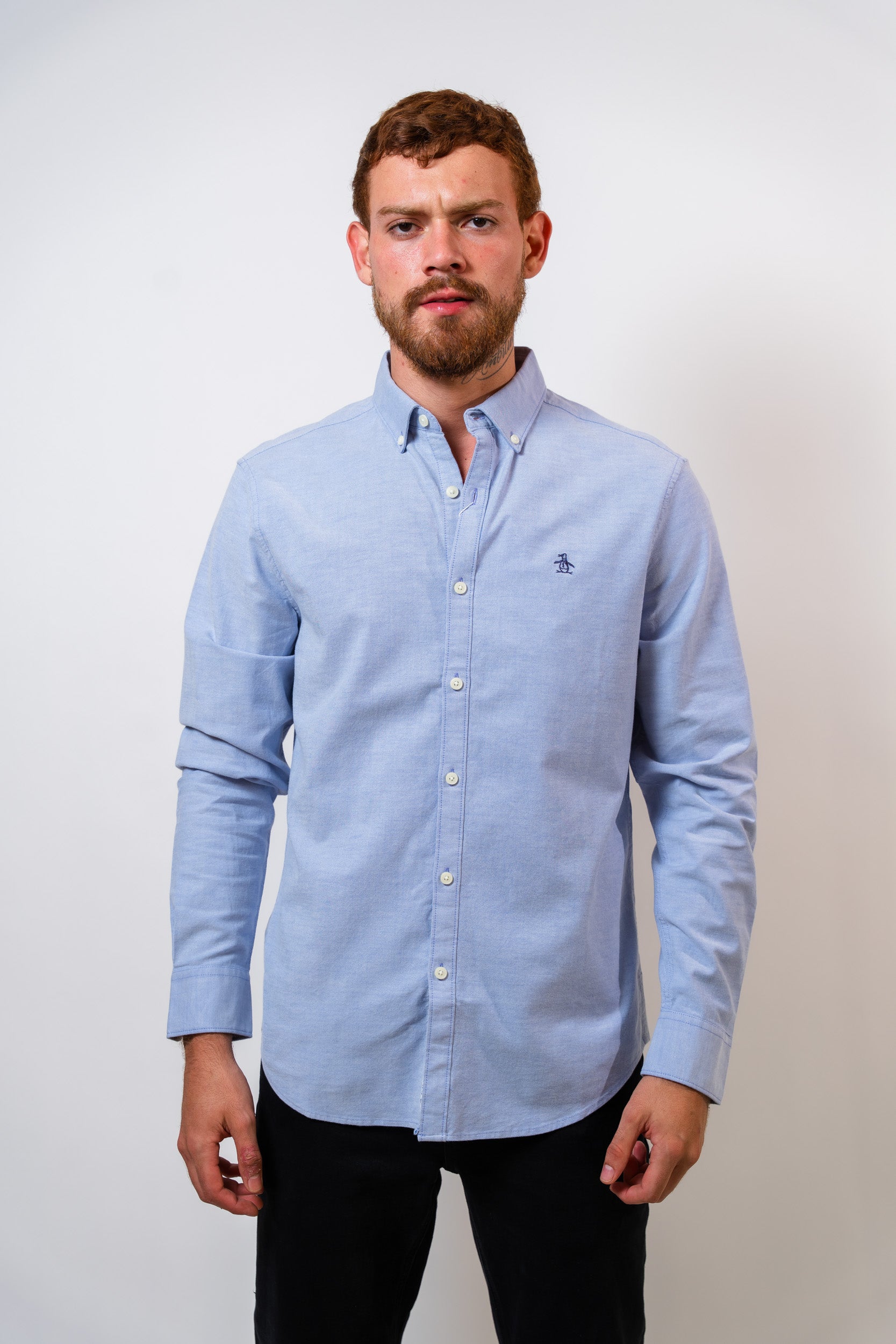 Camisa Azul Hombre Manga Larga Penguin - imagen 1