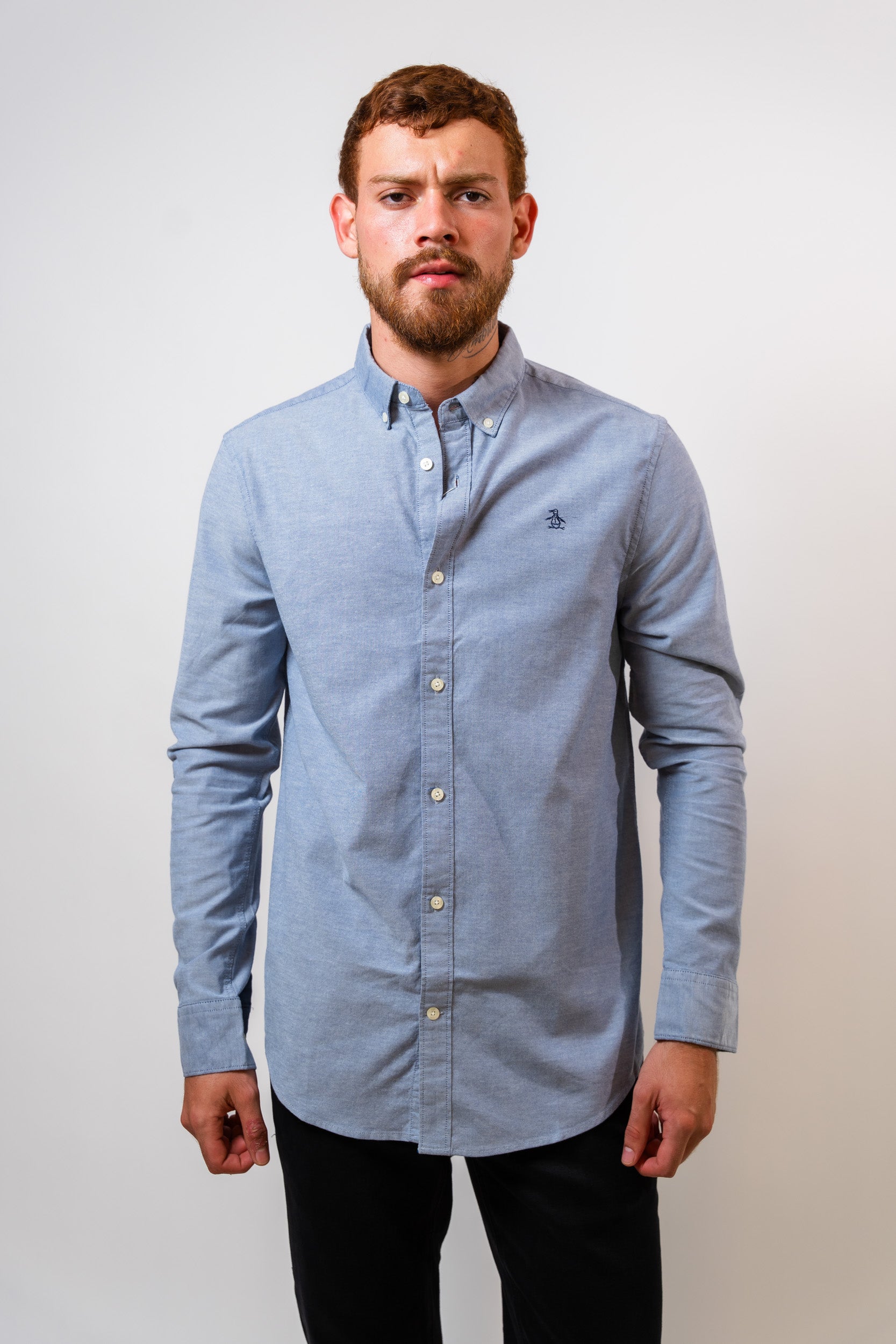 Camisa Azul Hombre Manga Larga Penguin - imagen 1