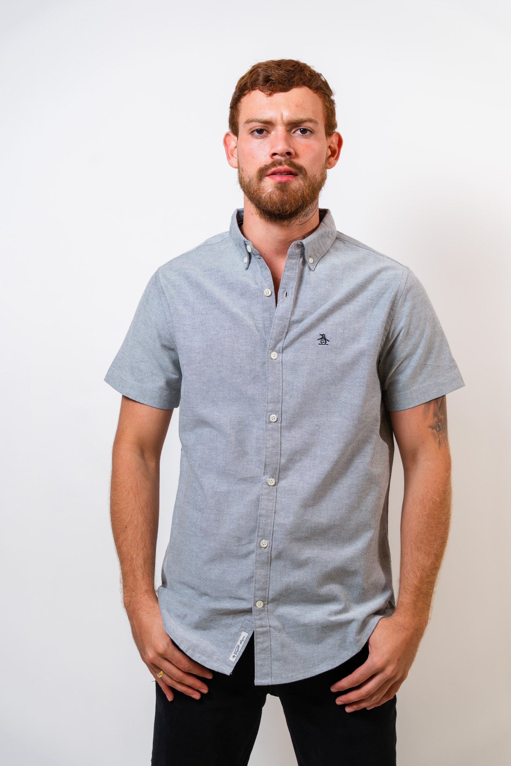 Camisa Gris Hombre Manga Corta Penguin - imagen 1