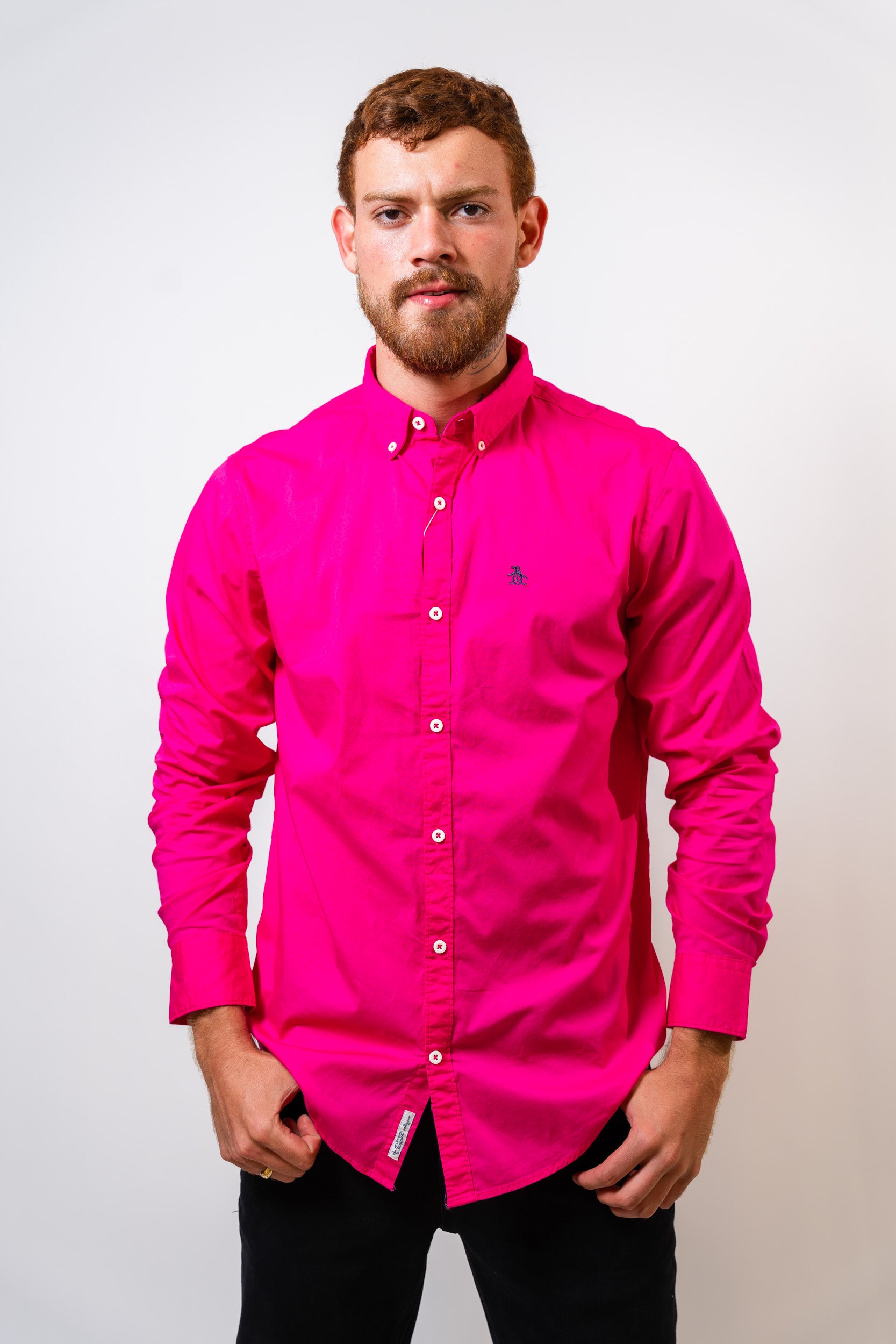 Camisa Fucsia Hombre Manga Larga Penguin - imagen 1