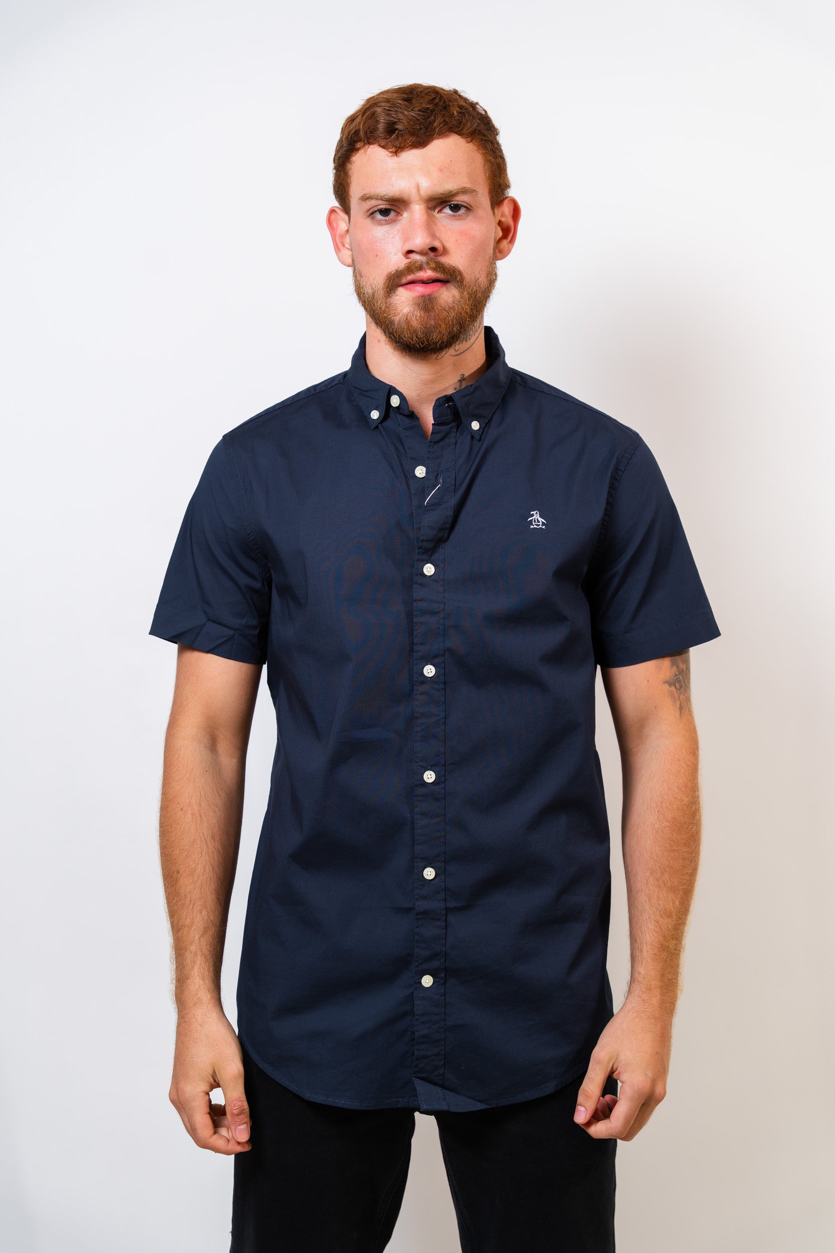 Camisa Azul Hombre Manga Corta Penguin - imagen 1