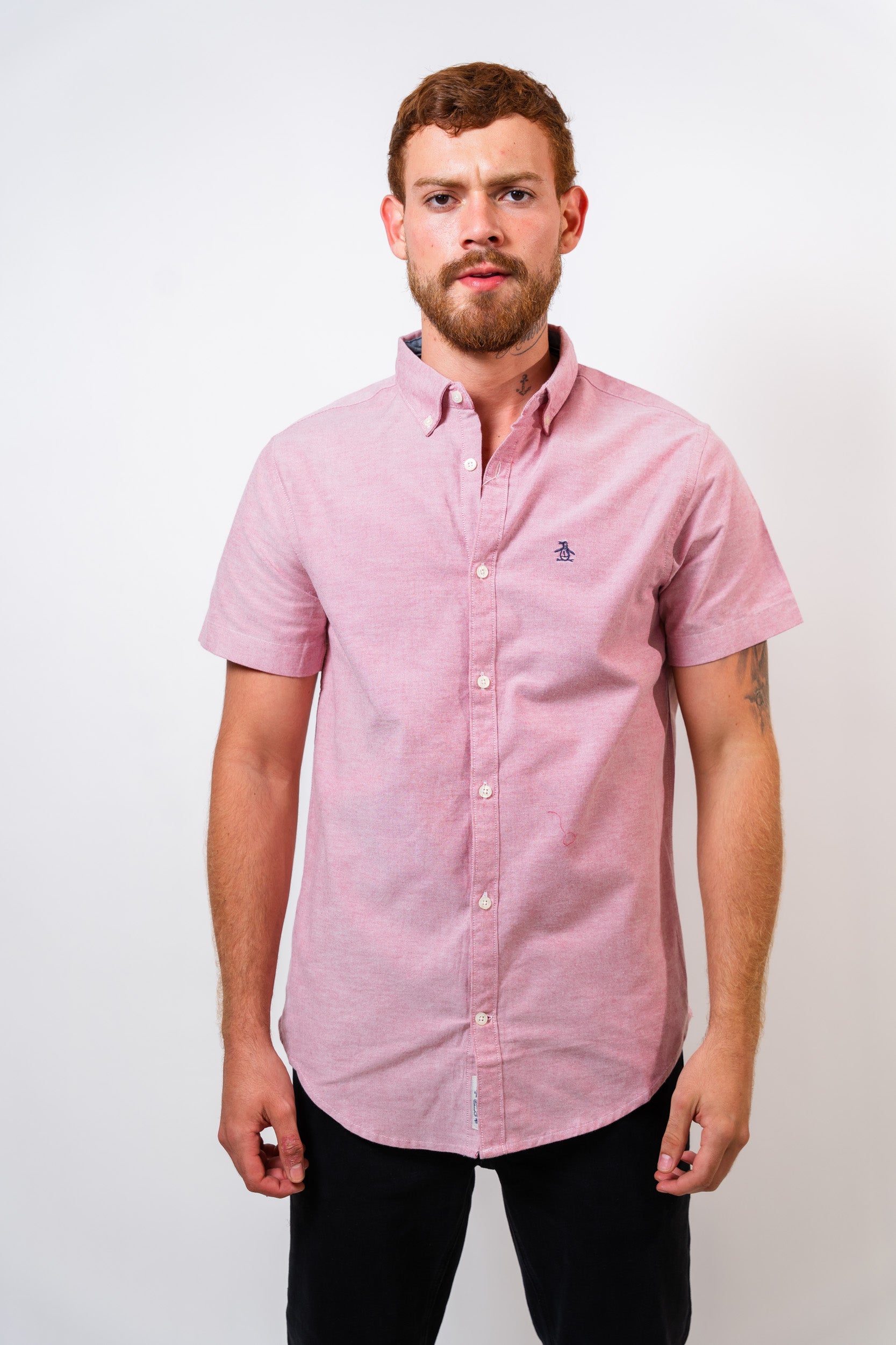 Camisa Rojo Hombre Manga Corta Penguin - imagen 1