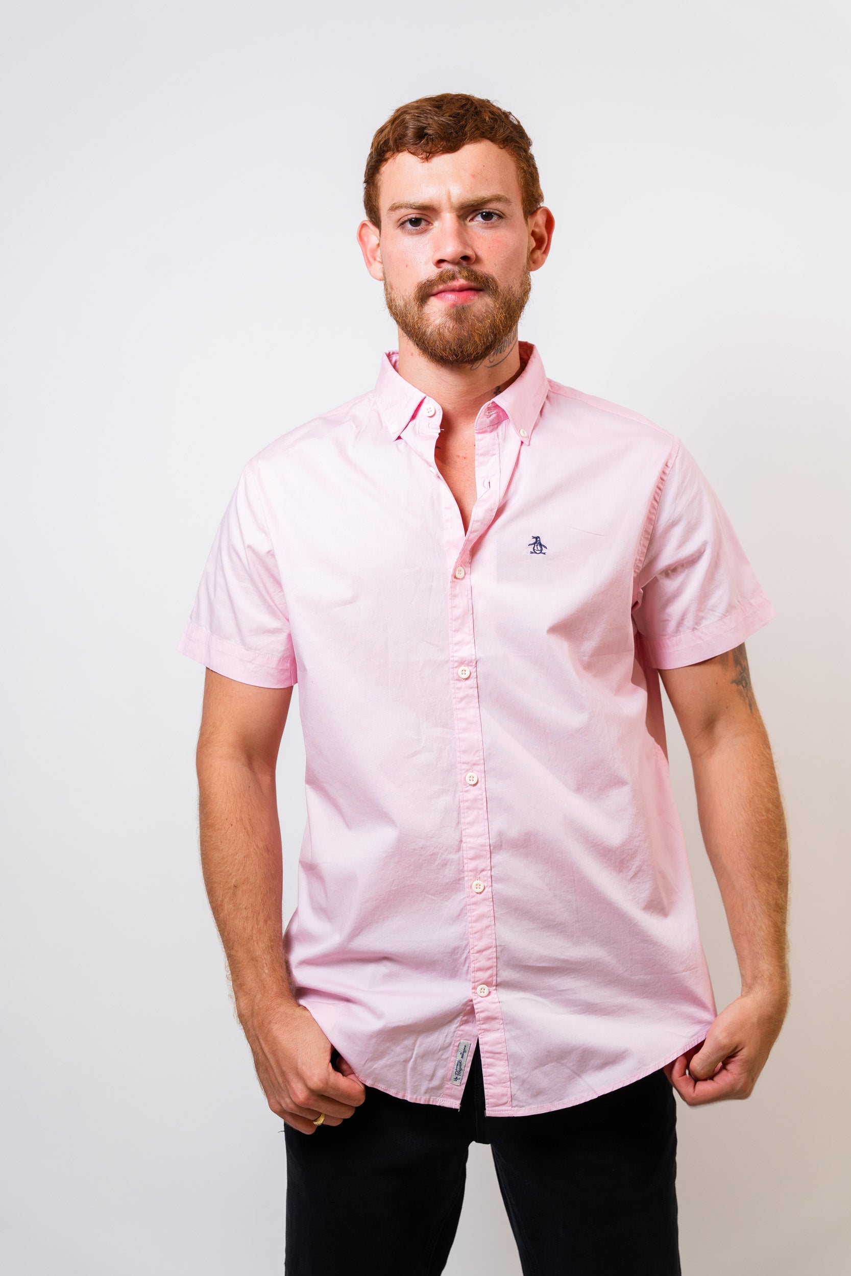 Camisa Rosada Hombre Manga Corta Penguin - imagen 1