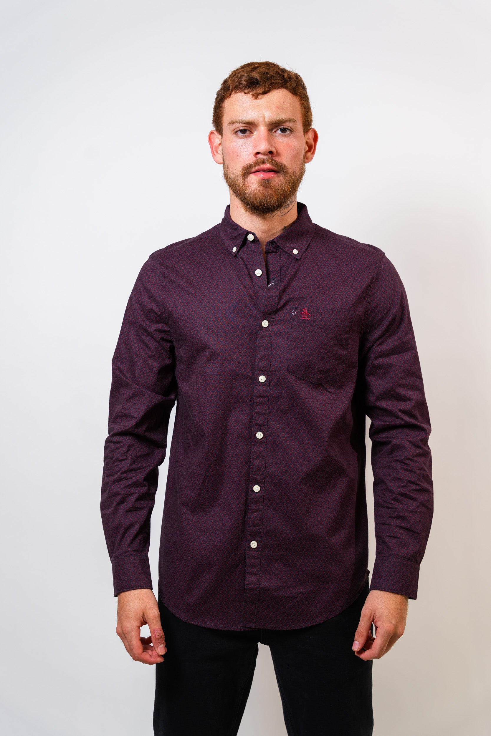 Camisa Azul Hombre Manga Larga Penguin - imagen 1
