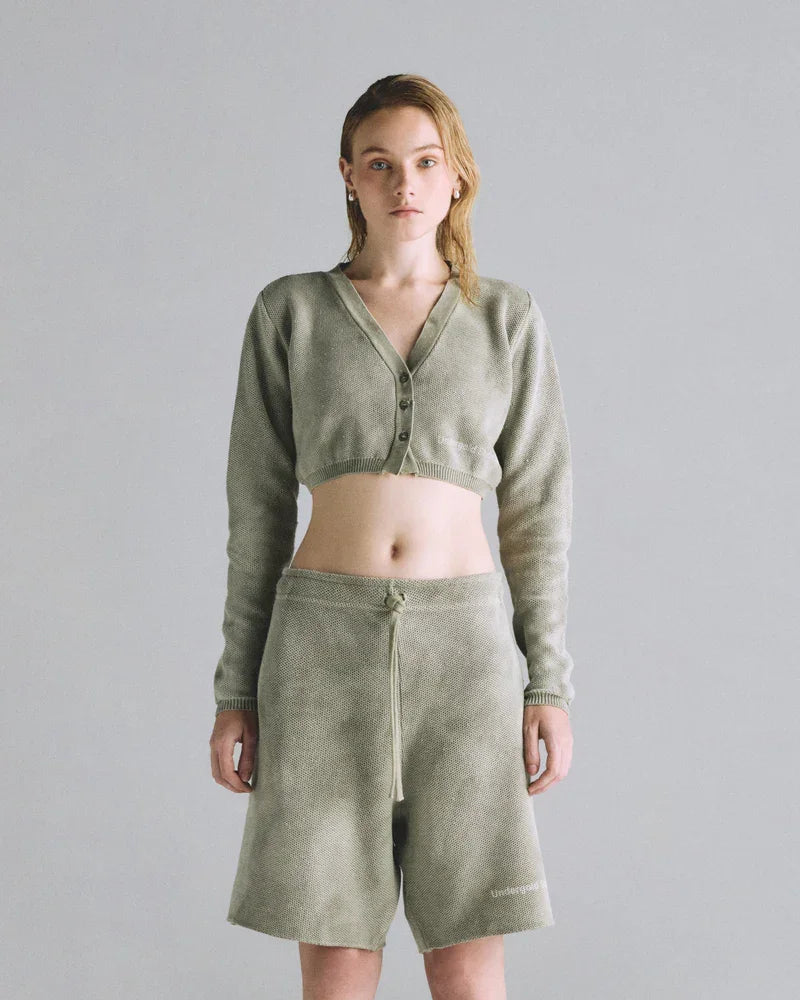 Hoodie Women Undergold Cardigan Studio Knitted Aged Green - imagen 1