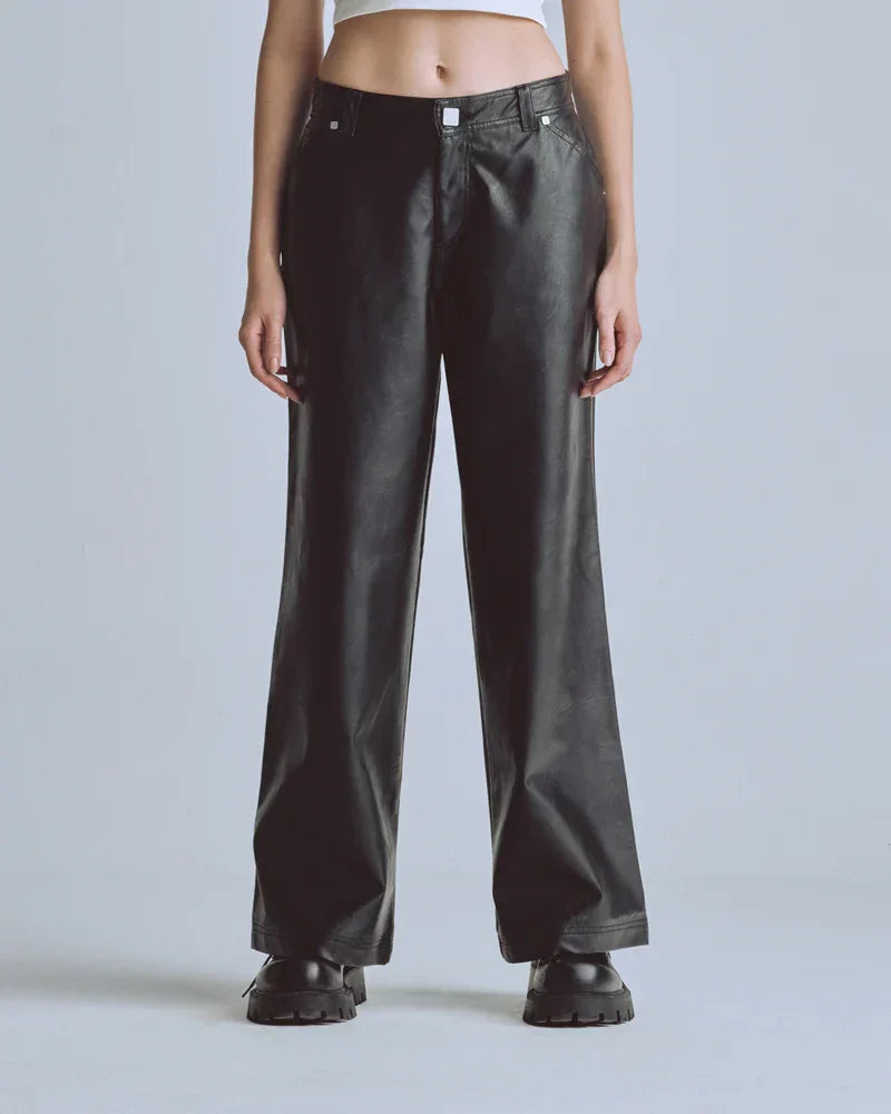Jeans Women Undergold Capsule Pleather Wide Black - imagen 1