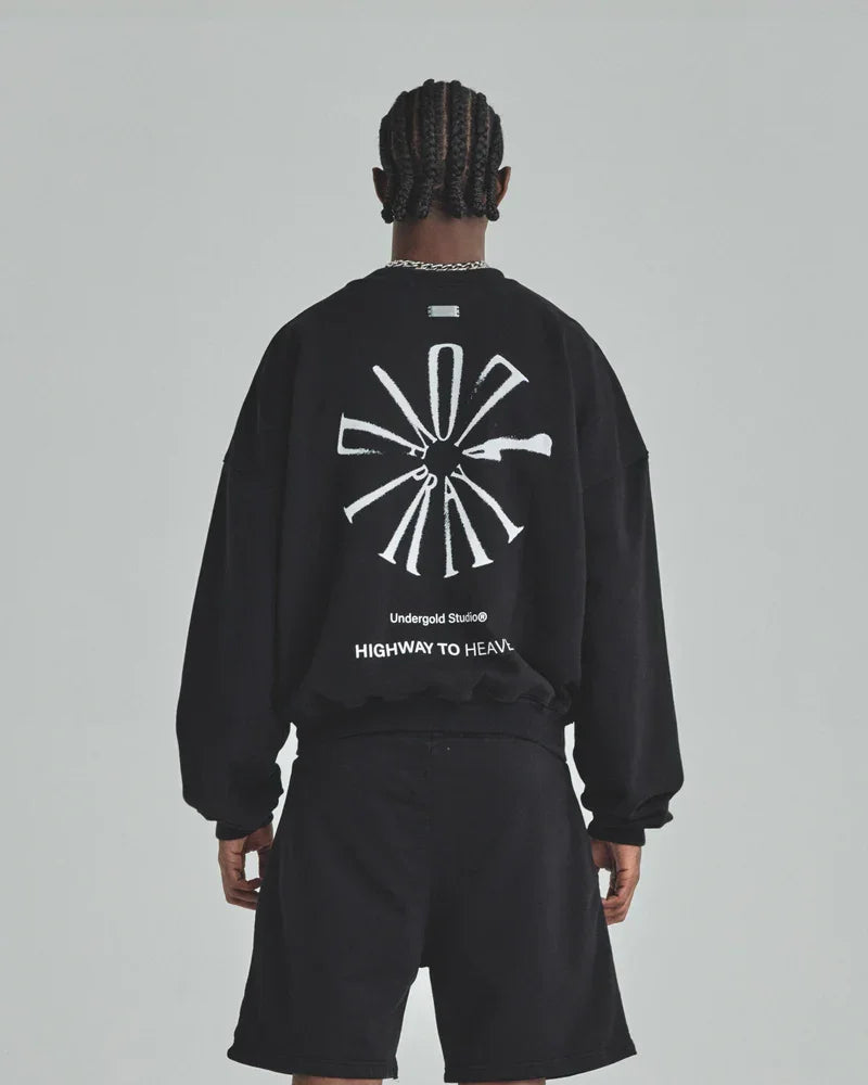 Hoodie Men Undergold Spring Pray 4 Love Boxy Fit Crewneck - imagen 1